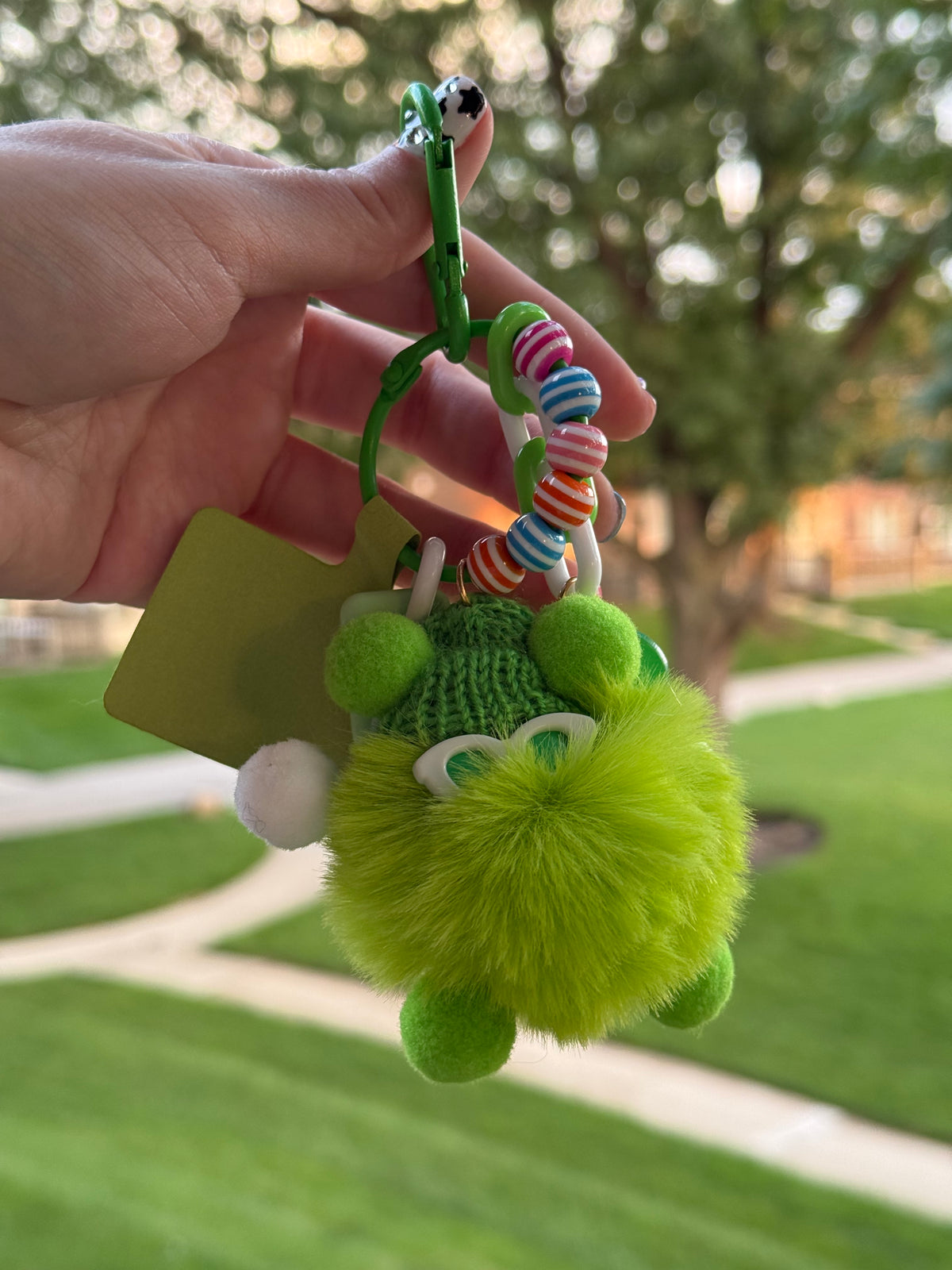 💚 Green Pom-Pom Charm Keychain
