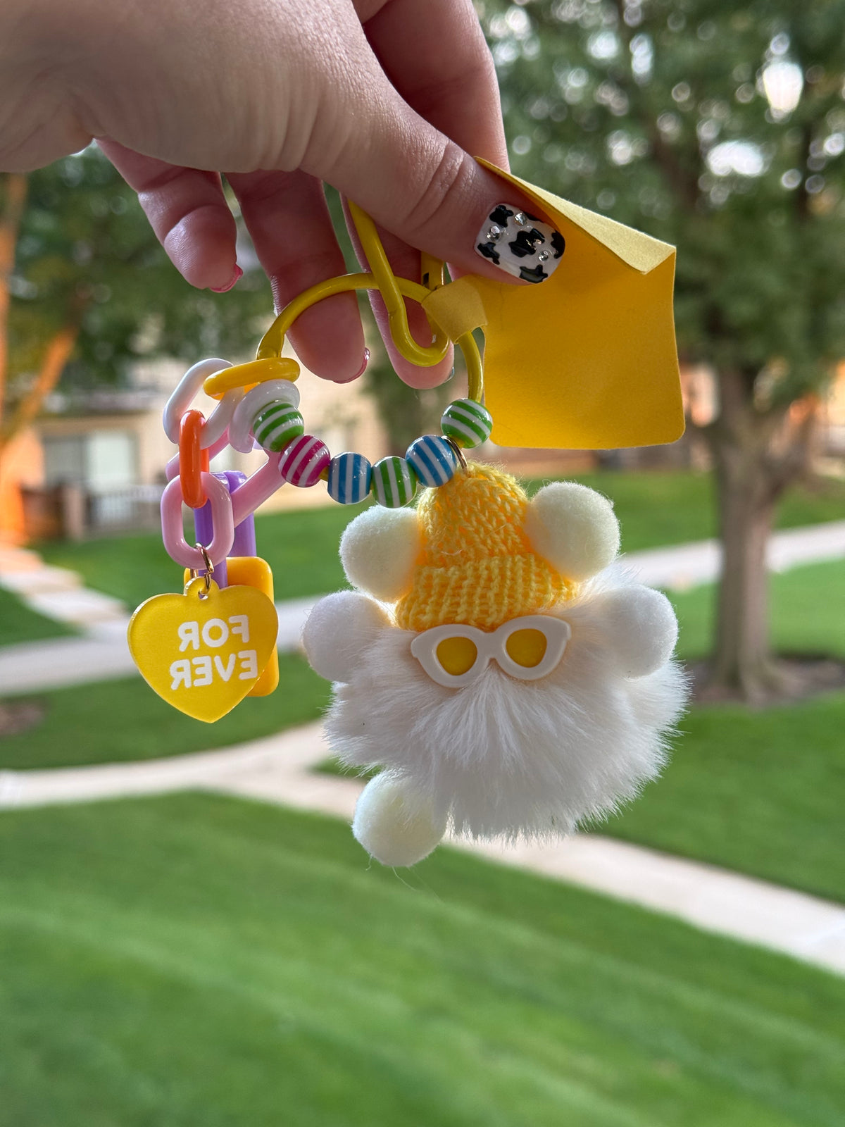 💛 Yellow Pom-Pom Charm Keychain