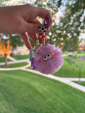 💜Purple Piggy Pom-Pom Charm Keychain